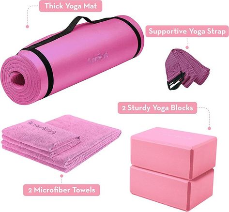 A starter kit complete with mat, strap, blocks, and towels! Has everything you need to begin practice. Yoga Starter, Pink Yoga Mat, Yoga Blog, Workout List, Calming Essential Oils, Yoga Kit, Yoga Products, Yoga Books, Wishlist 2024