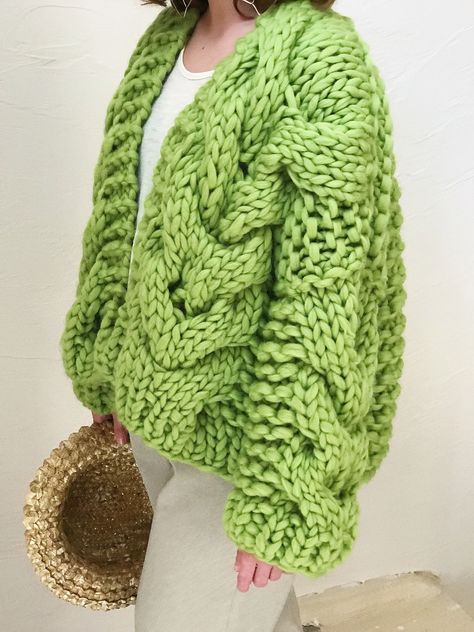 Super Chunky Cardigan, Airy Cardigan, Super Trendy, Warm Cardigan, Hand Knit Jacket , Merino wool coat, Wool jacket, Knitted, Knitting by YourYarnUa on Etsy Lace Crochet Cardigan Pattern, Big Knit Cardigan, Super Chunky Cardigan, Green Crochet Sweater, Lace Crochet Cardigan, Cable Knit Sweater Pattern, Super Chunky Knit, Knit Cardigan Pattern, Chunky Cable Knit Sweater