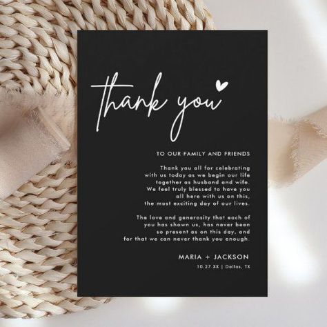 Bridgeton Wedding, Black Modern Wedding, Event Management Ideas, Rustic Glam Wedding, Modern Hand Lettering, Wedding Notes, Thank You Card Design, Wedding Letters, Photo Thank You Cards