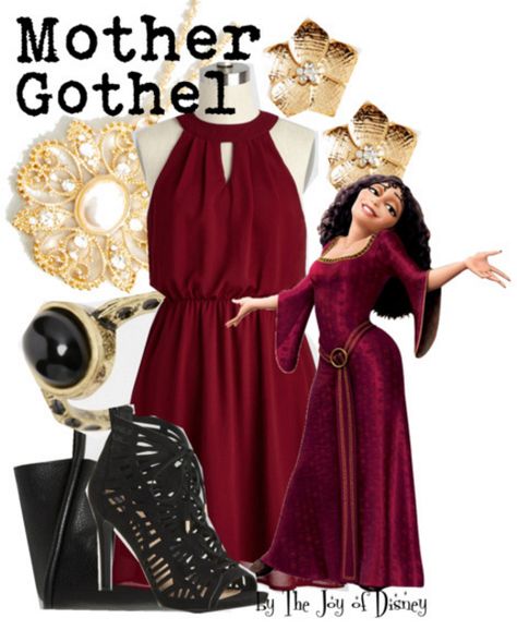 Night Theme Dress, Mother Gothel Outfit, Tangled Mother Gothel, Casual Outfits For Girls, Disney Dapper Day, Movie Night Theme, Mother Gothel, Night Theme, Disney Themed Outfits