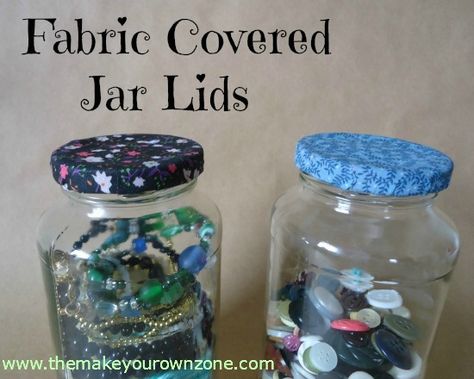 How to Decorate Jar Lids with Fabric - The Make Your Own Zone Ghost Pretzels, Homemade Goo Gone, Lid Crafts, Jar Lid Cover, Homemade Mod Podge, Yogurt Jars, Crafts With Glass Jars, Jars Diy, Recycled Jars