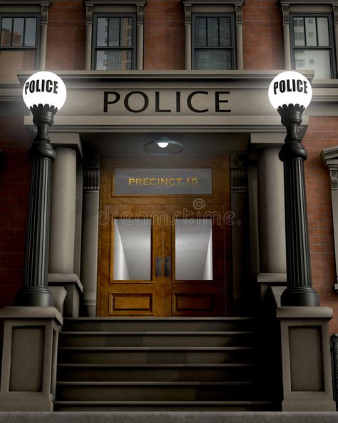 Police Station. Facade of a police station rendered in a retro/traditional style , #spon, #Facade, #police, #Police, #Station, #station #ad Police Department Office, Police Precinct, Episode Backgrounds, Office Background, Police Station, Fire Station, Styled Stock, The Chaos, Police Department