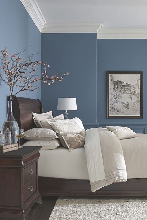 Blue colour bedroom design and decoration ideas Small Bedroom Color Ideas, Bedroom With Blue Walls, Small Bedroom Colours, Best Bedroom Paint Colors, Bedroom Paint Colors Master, Colorful Bedroom Decor, Beautiful Bedroom Colors, Blue Bedroom Walls, Best Bedroom Colors