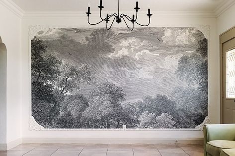 ONE ROOM CHALLENGE WEEK ONE | MODERN MOODY DINING ROOM PLANS - PLACE OF MY TASTE Framed Wall Mural, Large Wall Murals, Large Mural, Framed Wallpaper, Room Planning, Ceiling Medallions, Wall Bar, Modern Dining Room, Diy Frame