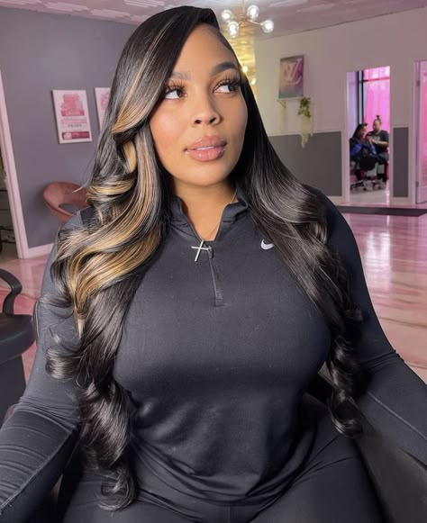 Side Part Sew In With Highlights, Style Lace Front Wig, Amazon Hair, Straight Bob Wig, Short Ombre Hair, Quick Weave Hairstyles, Dyed Hair Inspiration, Straight Bob, Brown Blonde Hair