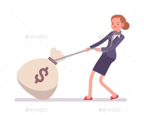 Money Sack, Chain Cartoon, Concept Illustration, Cloud Art, Gesture Drawing, Information Graphics, 7 Deadly Sins, Sack Bag, Poses References