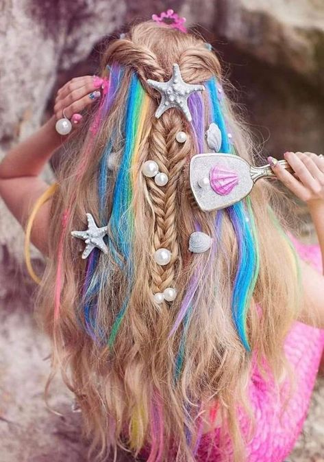 Mermaid Makeup Halloween, Barbie Hairstyle, Mermaid Theme Birthday Party, Easter Hairstyles For Women, Mermaid Barbie, Mermaid Braid, Mermaid Halloween, Little Mermaid Birthday, Mermaid Theme Birthday