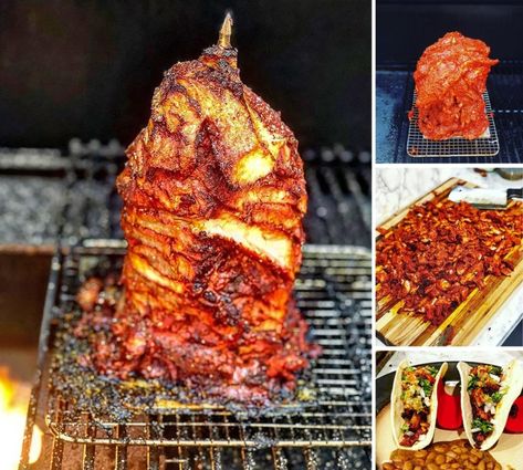 Smoked Al Pastor Recipe, Al Pastor Recipe, Tacos Al Pastor Recipe, Bday Food, Cooked Pineapple, Pork Wraps, Tacos Al Pastor, Pellet Grill Recipes, Smoked Meats