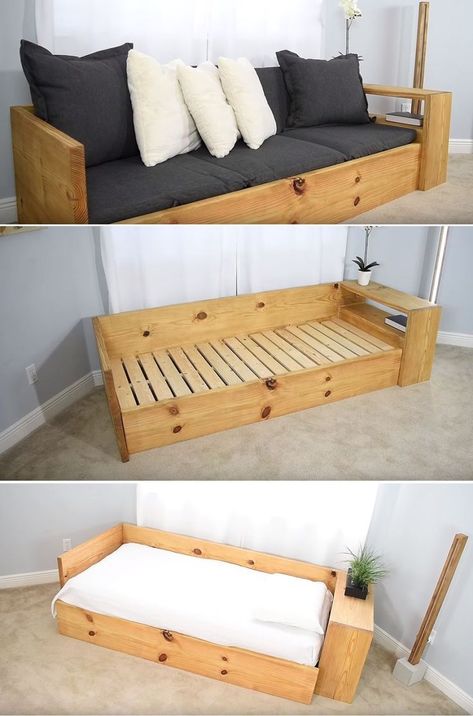 Diy Sofa Bed, Koti Diy, Diy Daybed, Diy Furniture Redo, Diy Furniture Bedroom, Diy Couch, Diy Holz, Diy Sofa, Diy Furniture Couch