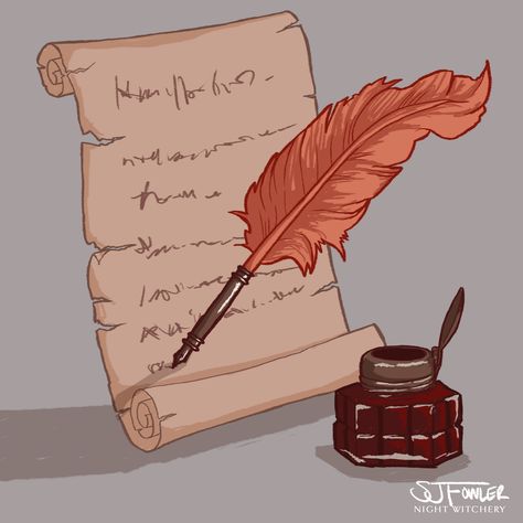 Old fashioned quill and ink. #artists #artwork #digitalartist #digitalart #illustrations #designer #artistsoninstagram Quill And Ink Drawing, Parchment And Quill Aesthetic, Ink And Quill Aesthetic, Quill Drawing, Book Character Illustration, Quill Tattoos For Writers, Quill Illustration, Ink Well And Quill, Ink Quill