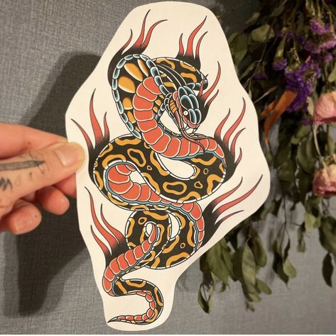 Neo Traditional Cobra Tattoo, American Traditional Cobra Tattoo, Trad Snake Tattoo, Japanese Neo Traditional Tattoo, Traditional Cobra Tattoo, Shark Tattoo Traditional, Japanese Animal Tattoo, Cobra Reference, Snake Tattoo Traditional