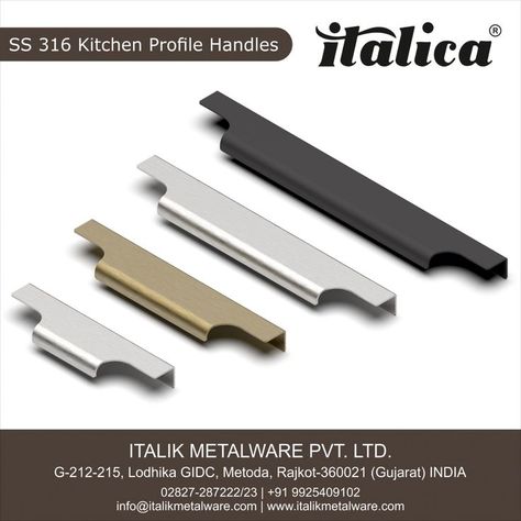 ITALICA Kitchen Profile handles are righte choice to your kitchen Drawers!! For inquiry via WhatsApp click: https://bit.ly/9925409102 #italica #italikmetalware #KitchenProfile #DoorKnobs #CabinetHandles #handles #hardware #hardwareaccessories #rajkot #india #doorhandles #handlesmanufacturer #designerhandles #hingesdoors #hardwarwershops #handlesstore #handlesfordoors #manufacturer #doorsofinstagram #doorsign #doorstagram #hardware #hardwarestore #doorhardware #doorfittings #furniturefittings Modular Kitchen Handle Design, Jaipur House, Diy Hiding Places, Profile Handles, Kitchen Modular, Door Fittings, Hiding Places, Furniture Handles, Fitted Furniture