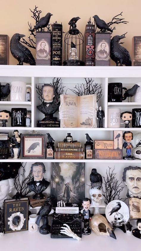 ✨ Deanne - My Holiday Hutch (@decoratingwithdeanne) • Instagram photos and videos Wednesday Addams Halloween Decor, Book Corner Ideas Bedroom, Gothic Manor, Liv Moore, Michaels Halloween, Goth Halloween, Goth Home Decor, Goth Home, Dark Home Decor