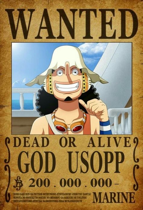 Ussop Wanted Poster, Usopp Wanted Poster, God Usopp, One Piece Bounties, Manga Wall, One Piece Photos, Wanted Poster, One Piece Crew, One Piece Nami