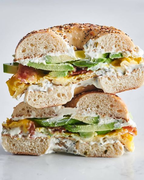 Credit: Photo: Joe Lingeman; Food Styling: Barrett Washburne Credit: Photo: Joe Lingeman; Food Styling: Barrett WashburneFor those times you can’t decide between a bagel with cream cheese or a bagel sandwich with an egg, the solution is simple: Have both! Grab your favorite bagel and head to the kitchen to make a loaded bagel-shop sandwich at home — complete with a folded egg, crispy bacon, sliced avocado, and herb cream cheese, of course! The Best Bagel Sandwiches Start with Folded Loaded Bagel, Veggie Bagel, Healthy Bagel, Bagel Breakfast, Bagel Breakfast Sandwich, Breakfast Slider, Breakfast Sandwich Recipes, Bagel Cream Cheese, Breakfast Bagel