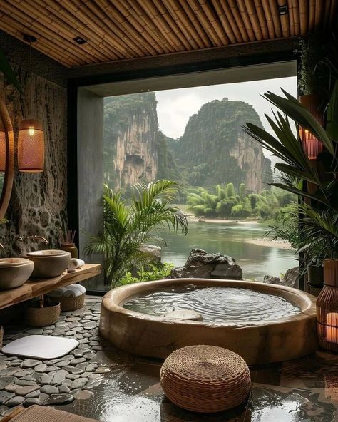 Luxury Spa Bathroom, Indoor Hot Tub, Collected Interiors, Exotic Homes, Eclectic Bathroom, Christmas Decorations Living Room, Spa Room, Christmas Living Rooms, Diy Home Decor Bedroom