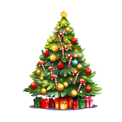 Christmas Tree Cartoon Wallpaper, Christmas Tree Digital Art, Digital Christmas Tree, Christmas Png Images, Digital Art Christmas, Christmas Trees Decorated, Christmas Tree Vector, New Years Tree, Christmas Tree Png