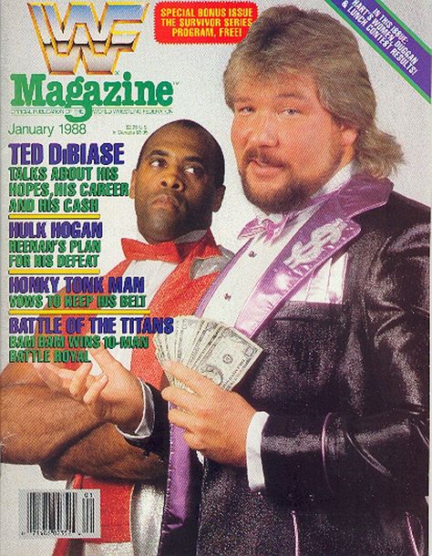 January 1988 Million Dollar Man Ted DiBiase Virgil Wwf Magazine, Ted Dibiase, Wwf Superstars, Vintage Wrestling, Survivor Series, Wrestling Superstars, Battle Royal, Honky Tonk, Vintage Magazines