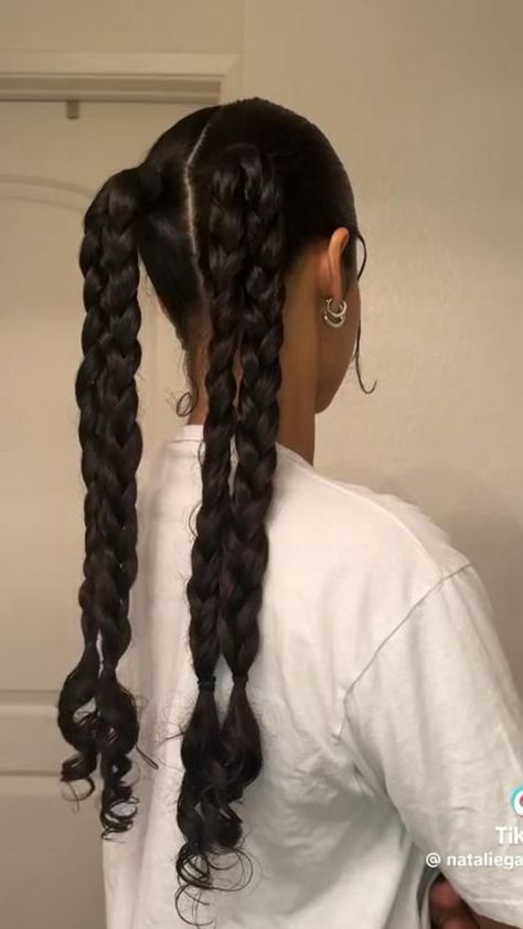 Volleyball Braids, Braided Pigtails, Long Length Hair, Easy Hairstyles For Thick Hair, Easy Hairstyles For School, Pigtail Braids, Pigtail Hairstyles, Slicked Back Hair, Slick Hairstyles