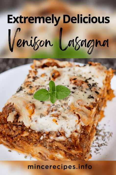 Extremely Delicious Venison Lasagna. I just love it when a recipe has the word “easy” in the title! AND I love eating lasagna, so, as far as I’m concerned, this Delicious Venison Lasagna recipe is pretty close to perfect. I found the original recipe in a food magazine about 12 years ago. I’ve long since lost the magazine, but here’s how I’ve been making our Delicious Venison Lasagna for years. Ground Venison Recipes / Venison Mince Recipes Venison Lasagna Recipe, Venison Lasagna, Ground Venison Recipes, Recipes Venison, Minced Meat Recipe, Ground Venison, Ground Meat Recipes, Recipes For Lunch, Mince Recipes