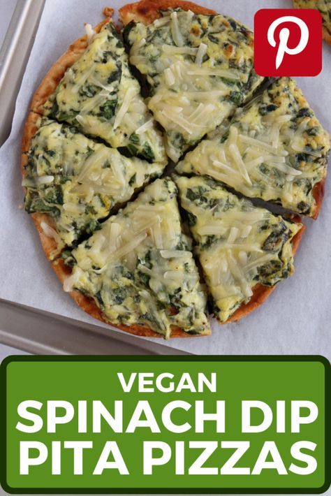 Veggie Pot Pie Soup, Artichoke Dip Pizza, Vegan Spinach Dip, Spinach Dip Easy, Vegan Spinach Artichoke Dip, Veggie Pot Pie, Delicious Pizza Recipes, Vegan Spinach, Pita Pizzas