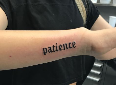 Patience Tattoo, Herren Hand Tattoos, Small Wave Tattoo, Text Tattoo, Inspiration Tattoos, Hand Tattoos For Women, Dainty Tattoos, Dope Tattoos, Word Tattoos