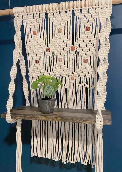 Sweet Room, Macrame Hanging Shelf, Macrame Shelf, Cozy Boho, Wall Hanging Shelves, Macrame Curtain, One Room Challenge, Hanging Shelf, Room Challenge