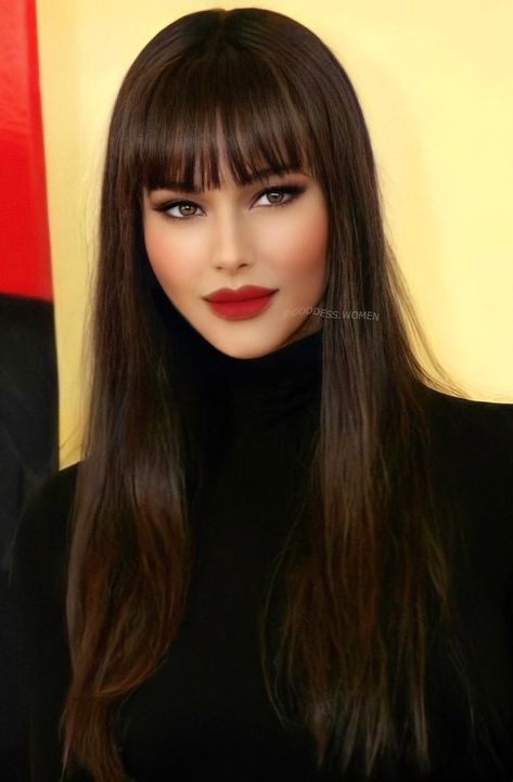 Rambut Brunette, Makijaż Smokey Eye, Long Brown Hair, Long Hair With Bangs, Long Straight Hair, Dream Hair, Gorgeous Hair, Trendy Hairstyles, Hairstyles With Bangs