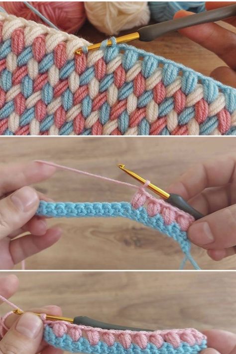 Blanket Stitch Crochet, Uncinetto Zig Zag, Crochet Blanket Stitch Pattern, Crochet Stitches For Blankets, Easy Crochet Blanket, Crochet Design Pattern, Crochet Stitches Video, Crochet Stitches For Beginners, Puff Stitch