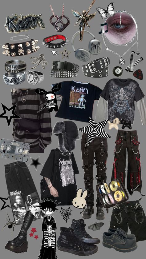 Grunge goth outfit inspo
Edit: yes this is more mallgoth/numetal style Grunge Goth Outfits, Stile Punk Rock, Juuzou Tokyo Ghoul, Goth Outfit Inspo, Punk Style Outfits, Masc Outfits, Goth Outfit, Alt Outfits, Funky Outfits