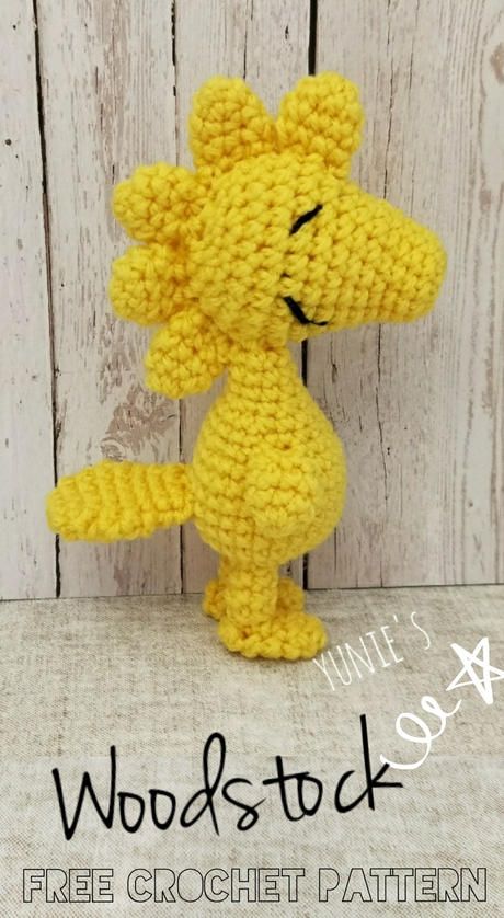 Woodstock Amigurumi free crochet pattern. Woodstock is standing at 15cm. A easy project for Snoopy and Woodstock lovers Crochet Woodstock, Minion Crochet Patterns, Crochet Geek, Pola Amigurumi, Crochet Diy, Crochet Amigurumi Free Patterns, Crochet Amigurumi Free, Amigurumi Free, Amigurumi Free Pattern