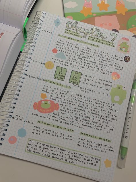 The Periodic Table Notes, Platyhelminthes Notes, Periodic Table Aesthetic Notes, Periodic Table Notes, Kawaii Notes, Chemistry Periodic Table, Cute Handwriting, Organization Notes, School Prep