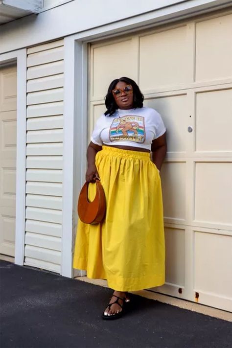 Poplin Skirt Outfit, Maxi Skirt Outfit Summer, Skirt Outfit Summer, Skirt Tops, Summer Holiday Outfits, Plus Size Summer Outfit, Maxi Skirt Outfits, Uniform Fashion, Skirt With Pockets