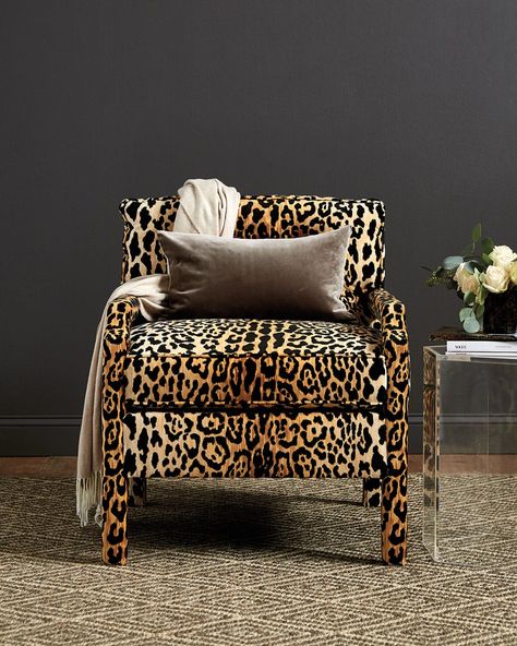 Leopard Print Chair, Animal Print Furniture, Leopard Chair, Ballard Designs, New Living Room, Accent Chair, Cool Furniture, Apartment Decor, Decor Inspiration