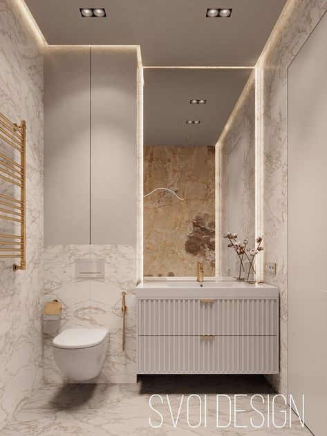 Bathroom Large Mirror, Bathroom Bidet, Bathroom Gold, Bathroom Large, Bathroom Design Styles, Hidden Cabinet, Bedroom Built In Wardrobe, Illuminated Mirror, Bathroom Design Black