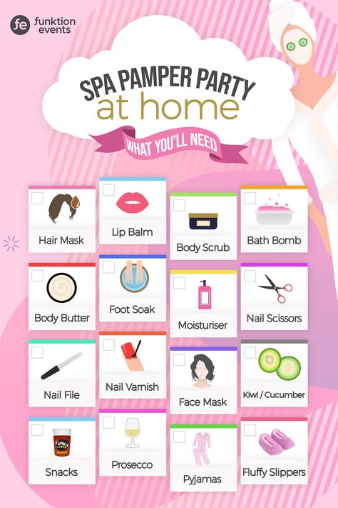 Spa Day Hen Party, Beauty Night Ideas, Spa Day With Friends Ideas, Spa Day At Work Ideas, Spa Day With Bestie At Home, Pamper Evening Ideas, What To Do On A Spa Day At Home List, Birthday Pamper Routine, Spa Day Party For Women At Home