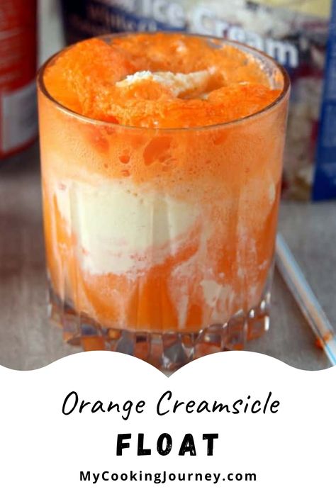 Orange Creamsicle Float in a glass. Creamsicle Float, Orange Float, Soda Float, Ice Cream Cocktails, Floats Drinks, Summer Nostalgia, Soda Floats, Float Recipes, Frosted Lemonade