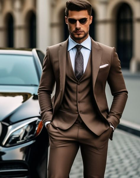 Brown Tux, Brown Suits For Men, Gents Suits, Formal Suits Men, Best Wedding Suits, Indian Wedding Clothes For Men, Smart Attire, Anime Handsome, Classic Suits