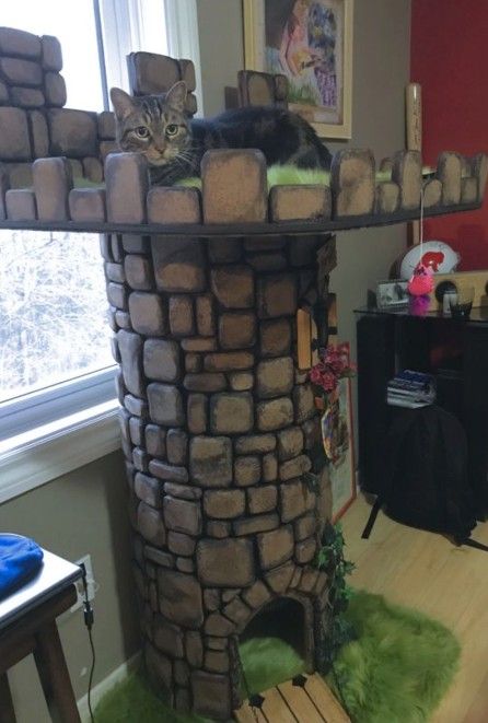 Cat House Diy Cardboard, Diy Castle, Luxury Cat Furniture, Cat Furniture Design, Cat Exercise Wheel, Katt Grejer, Fantasy Cat, Cat Castle, Cat Bedroom