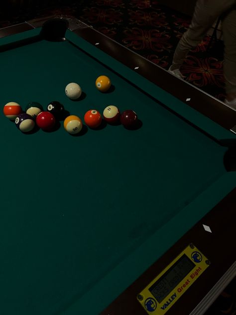 Pool Game Aesthetic, Playing Pool Aesthetic, Pool Table Aesthetic, Game Night Aesthetic, Max Monroe, Pool Date, Cocktail Date, Couple Scrapbook, Blue Tick