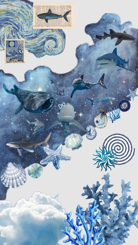 #blue #coral #sharksaesthetic #wallpaper Ocean Christmas Wallpaper, Waves Background Aesthetic, Ocean Core Wallpaper, Oceancore Wallpaper, Ocean Theme Wallpaper, Ocean Themed Wallpaper, Sea Wallpaper Aesthetic, Sea Creatures Wallpaper, Aquatic Wallpaper