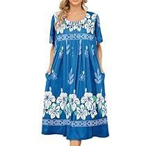 Hawaiian Muumuu, Knit Lounge Set, Muumuu Dress, Mumu Dress, Nightgowns For Women, House Dress, Nightgowns, Dress With Pockets, Beautiful Gowns