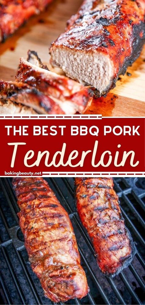 Serve this best of all pork tenderloin recipes on your weeknight dinner for a true BBQ feast! This Pork Tenderloin is made with simple ingredients but has a wonderfully sweet and smokey flavor and it can be made on the grill or in your oven. Don't miss this! Bbq Pork Loin, Easy Summer Grilling Recipes, Pork Tenderloin Oven, Bbq Pork Tenderloin, Pork Tenderloin Recipe, Pork Recipes Easy, Tenderloin Recipe, Grilled Pork Tenderloin, Pork Loin Recipes