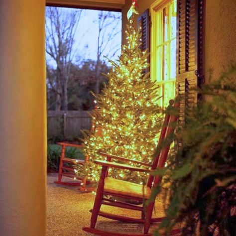 Two Men and a Little Farm Porch Christmas Tree, Natal Country, Sleigh Bells, And So It Begins, Christmas Front Porch, Pretty Christmas, Christmas Porch, Front Porch Christmas Decor, Christmas Door Decorations