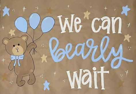 Brown Paper Signs Diy, Painted Signs On Brown Paper, Kraft Paper Banner, Baby Shower Painted Banner, Baby Shower Banner Painted, Hand Painted Kraft Paper Banner, Welcome Baby Banner, Its A Boy Banner, Welcome Home Baby