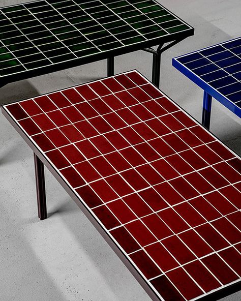 Studio Aisslinger | TileTable Tile Top Tables, Tile Tables, Tile Furniture, Tiled Coffee Table, Tile Table, Diy Tile, Cafe Interior Design, Brass Table, Cafe Interior