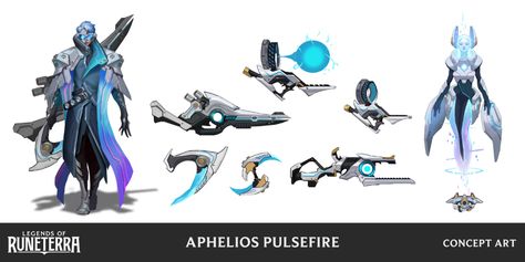 ArtStation - Aphelios Pulsefire Skins Characters, League Of Legends Characters, Magic Powers, New Gods, Riot Games, Shape Design, Game Character, Character Concept, League Of Legends