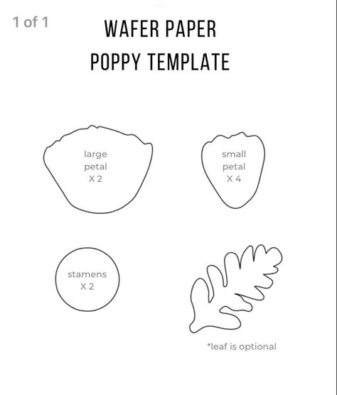 Poppy Leaf Template, Poppy Petal Template, Poppy Template, Petal Template, Flower Petal Template, Icelandic Poppies, Leaf Template, Wafer Paper, Christmas Inspo