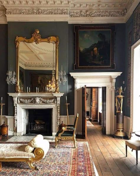 Design House Stockholm, Green Interiors, Classic Interior, Pretty House, Blue Walls, Drawing Room, Dream Home Design, Victorian Homes, A Fire