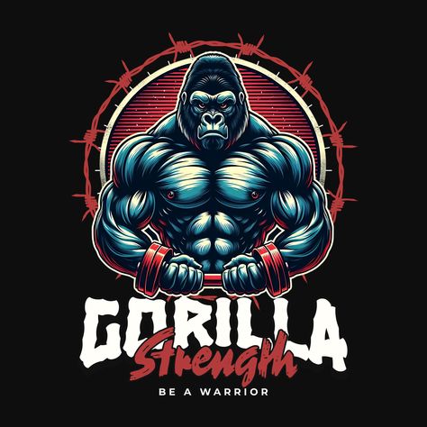 do you like sport and gym this is great design for you and for gem t-shirt lover Gorilla Design, Bodybuilding T Shirts, Illustration Portrait, Body Builder, Funny Movies, Kids Stickers, Gym Shirts, Black Artists, Anime Movies